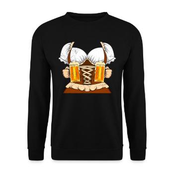 Bierliebhaber Frauen Dirndl Shirt Frau - Unisex Pullover - Schwarz - Vorne - Alina (178cm) & Michal (187cm)