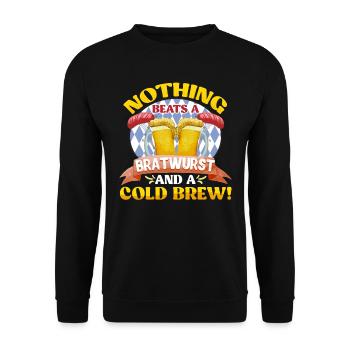 Bierfan Nichts geht über Bratwurst und kühles Bier - Unisex Pullover - Schwarz - Vorne - Alina (178cm) & Michal (187cm)