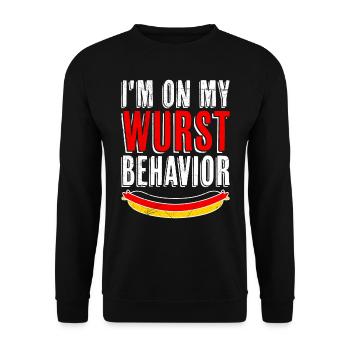 Deutsche Bratwurst I'm on my Wurst Behavior - Unisex Pullover - Schwarz - Vorne - Alina (178cm) & Michal (187cm)