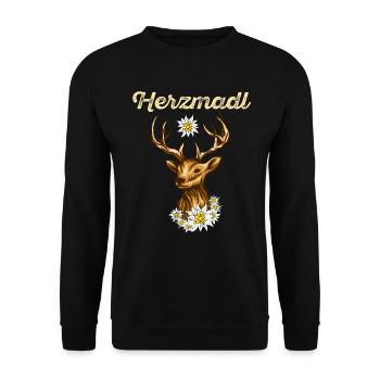 Bayerisches Shirt Frauen Herzmadel Bayerisches - Unisex Pullover - Schwarz - Vorne - Alina (178cm) & Michal (187cm)