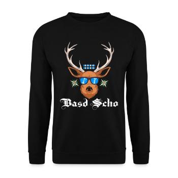 Basd Scho Boarisch Bayern Flagge Bayern Weiß Blau - Unisex Pullover - Schwarz - Vorne - Alina (178cm) & Michal (187cm)