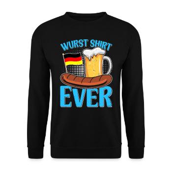 Wurst Shirt Ever Deutsches Essen Bratwurst - Unisex Pullover - Schwarz - Vorne - Alina (178cm) & Michal (187cm)