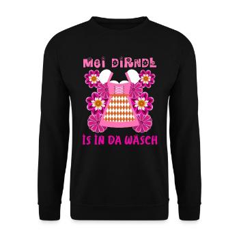 Mein Dirndl is in da Wäsch Bayern Shirt - Unisex Pullover - Schwarz - Vorne - Alina (178cm) & Michal (187cm)