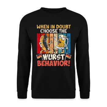 Deutsches Essen When In Doubt Choose the Wurst - Unisex Pullover - Schwarz - Vorne - Alina (178cm) & Michal (187cm)