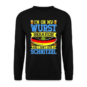 Deutschland On my Wurst Behavior Brezeln Bierfan - Unisex Pullover - Schwarz - Vorne - Alina (178cm) & Michal (187cm)
