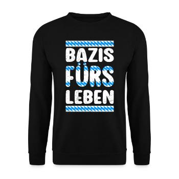 Bazis fürs Leben Bayerische Freunde Blau Weiß - Unisex Pullover - Schwarz - Vorne - Alina (178cm) & Michal (187cm)