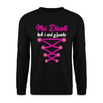 Mein Dirndl hob I ned Gfundn Bayerisches Shirt - Unisex Sweatshirt - black - Front - Alina (178cm) & Michal (187cm)