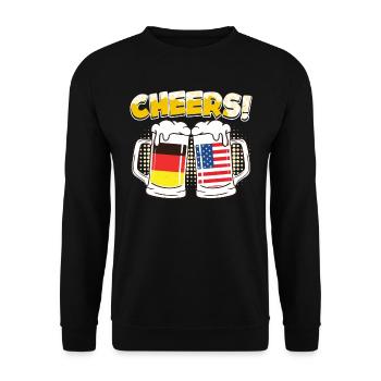 Cheers! Beer Mug Germany USA Beer Fan German - Unisex Sweatshirt - black - Front - Alina (178cm) & Michal (187cm)