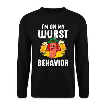 Deutsche Bratwurst I'm on my Wurst Behavior - Unisex Pullover - Schwarz - Vorne - Alina (178cm) & Michal (187cm)