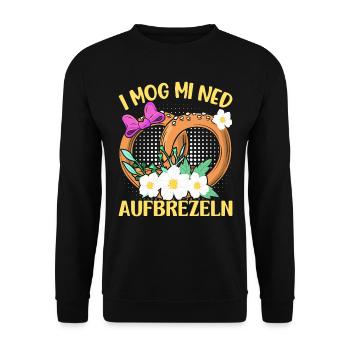 Deutsche Brezeln I Mog Mi ned Aufbrezeln Frauen - Unisex Pullover - Schwarz - Vorne - Alina (178cm) & Michal (187cm)