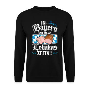 Leberkäse In Bayern Isst Ma an Lebakas Zefix - Unisex Pullover - Schwarz - Vorne - Alina (178cm) & Michal (187cm)