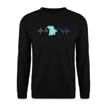 Free State of Bavaria Heart palpitations Bavarian flag - Unisex Sweatshirt - black - Front - Alina (178cm) & Michal (187cm)