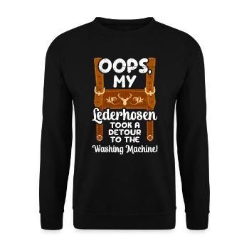 Bayer Oops My Lederhosen in the Washing Machine - Unisex Pullover - Schwarz - Vorne - Alina (178cm) & Michal (187cm)