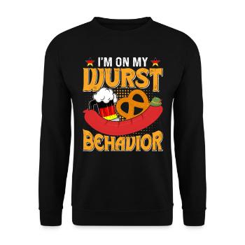 Germany On my Wurst Behavior Pretzels Beer Fan - Unisex Sweatshirt - black - Front - Alina (178cm) & Michal (187cm)