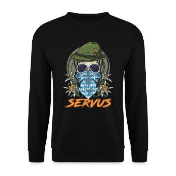 Servus Bayern Weiß Blau München Shirt Bayer - Unisex Sweatshirt - black - Front - Alina (178cm) & Michal (187cm)