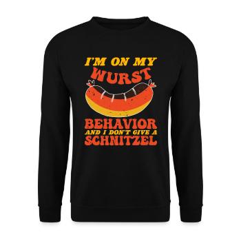 Bayern Essen I'm on my Wurst Behavior Schnitzel - Unisex Sweatshirt - black - Front - Alina (178cm) & Michal (187cm)