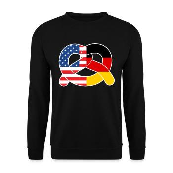 Deutsche Brezeln Amerika Pretzel Bayerisches - Unisex Pullover - Schwarz - Vorne - Alina (178cm) & Michal (187cm)