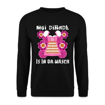 Mein Dirndl is in da Wäsch Bayern Shirt - Unisex Pullover - Schwarz - Vorne - Alina (178cm) & Michal (187cm)