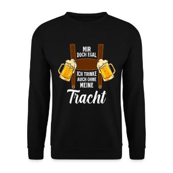 Volksfest Mir doch Egal Trinke auch ohne Tracht - Unisex Pullover - Schwarz - Vorne - Alina (178cm) & Michal (187cm)