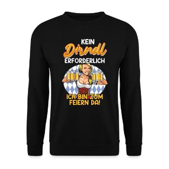 Kein Dirndl erforderlich zum Feiern da - Unisex Pullover - Schwarz - Vorne - Alina (178cm) & Michal (187cm)