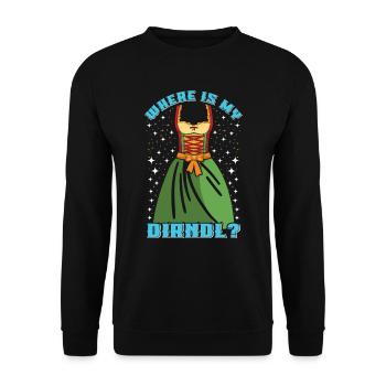 Where is my Dirndl? Trachten Shirt - Unisex Sweatshirt - black - Front - Alina (178cm) & Michal (187cm)