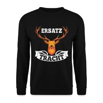 Lederhosen Ersatz Tracht Bayerisches Shirt - Unisex Pullover - Schwarz - Vorne - Alina (178cm) & Michal (187cm)