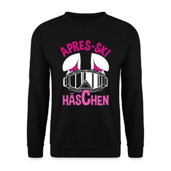 Apres-Ski Häschen Apres-Ski Bunny Apres-Ski Haserl - Unisex Pullover - Schwarz - Vorne - Alina (178cm) & Michal (187cm)