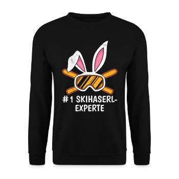 Skihaserl Experte Nummer 1 Hasenohren Frauen - Unisex Pullover - Schwarz - Vorne - Alina (178cm) & Michal (187cm)