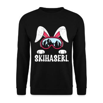 Skihaserl Skihasen Shirt Skihasen Apres Party - Unisex Pullover - Schwarz - Vorne - Alina (178cm) & Michal (187cm)