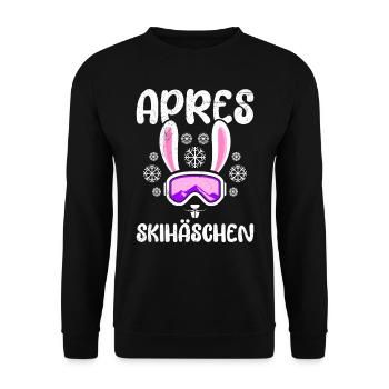 Apres Skihäschen Skihasen Skifahren Frauen - Unisex Pullover - Schwarz - Vorne - Alina (178cm) & Michal (187cm)