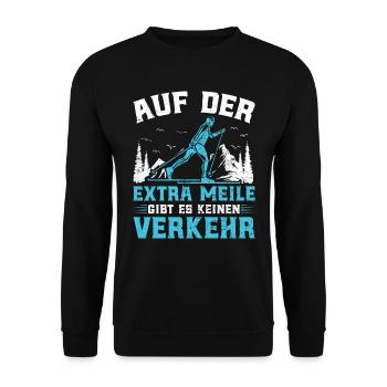 Ski Touring Auf der Extra Meile kein Verkehr - Unisex Pullover - Schwarz - Vorne - Alina (178cm) & Michal (187cm)