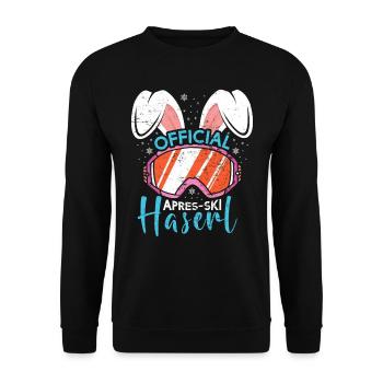 Official Apres-Ski Haserl Skihasen Skifahren - Unisex Pullover - Schwarz - Vorne - Alina (178cm) & Michal (187cm)