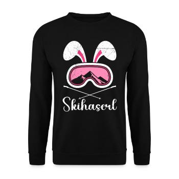 Skihaserl Skihasen Shirt Skihasen Apres Party - Unisex Pullover - Schwarz - Vorne - Alina (178cm) & Michal (187cm)