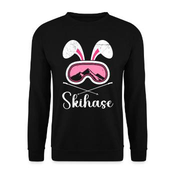 Skihase Apres Party Skifahren Frauen Ski Hasen - Unisex Pullover - Schwarz - Vorne - Alina (178cm) & Michal (187cm)