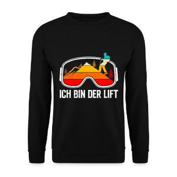 Skibergsteiger Ich bin der Lift Ski Touring - Unisex Pullover - Schwarz - Vorne - Alina (178cm) & Michal (187cm)