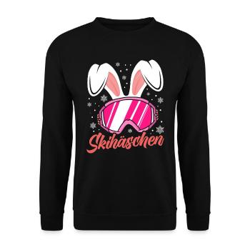 Skihäschen rosa Skibrille Apres-Ski Party - Unisex Pullover - Schwarz - Vorne - Alina (178cm) & Michal (187cm)