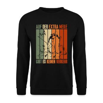 Skilanglauf Auf der Extra Meile Kein Verkehr - Unisex Pullover - Schwarz - Vorne - Alina (178cm) & Michal (187cm)