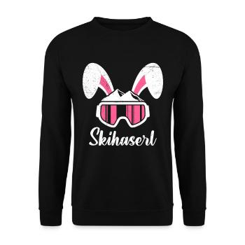 Skihaserl Skihasen Shirt Skihasen Apres Party - Unisex Pullover - Schwarz - Vorne - Alina (178cm) & Michal (187cm)