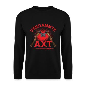 Blutiges Shirt Verdammte Axt Horror Halloween - Unisex Pullover - Schwarz - Vorne - Alina (178cm) & Michal (187cm)