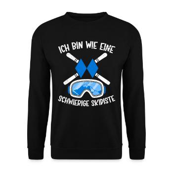 Skiurlaub Ich bin wie eine Schwierige Skipiste - Unisex Pullover - Schwarz - Vorne - Alina (178cm) & Michal (187cm)