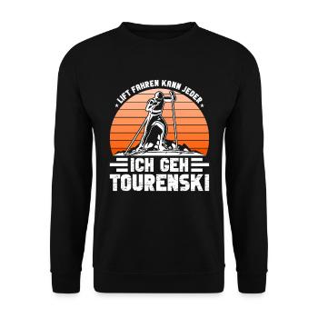 Skibergsteigen Ich Geh Tourenski Ski Tour - Unisex Pullover - Schwarz - Vorne - Alina (178cm) & Michal (187cm)