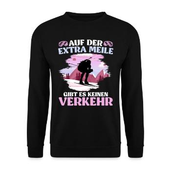 Skibergsteigen Auf der Extra Meile Kein Verkehr - Unisex Pullover - Schwarz - Vorne - Alina (178cm) & Michal (187cm)