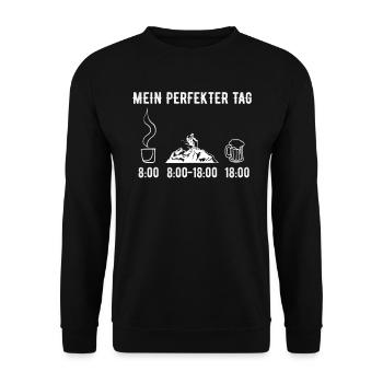 Mein Perfekter Tag Kaffee Skibergsteigen Bier - Unisex Pullover - Schwarz - Vorne - Alina (178cm) & Michal (187cm)