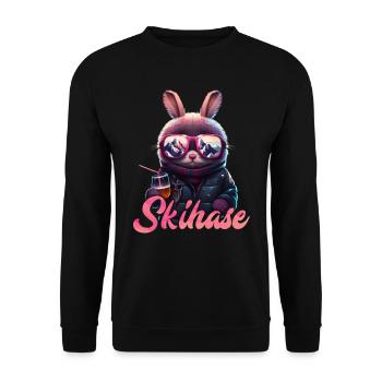 Skihase Cool Skifahren Frauen Apres Party - Unisex Pullover - Schwarz - Vorne - Alina (178cm) & Michal (187cm)