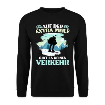 Skibergsteigen Auf der Extra Meile Kein Verkehr - Unisex Pullover - Schwarz - Vorne - Alina (178cm) & Michal (187cm)