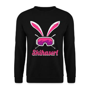 Skihaserl Skihasen Shirt Skihasen Apres Party - Unisex Pullover - Schwarz - Vorne - Alina (178cm) & Michal (187cm)