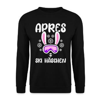 Apres Skihäschen Skihasen Skifahren Frauen - Unisex Pullover - Schwarz - Vorne - Alina (178cm) & Michal (187cm)