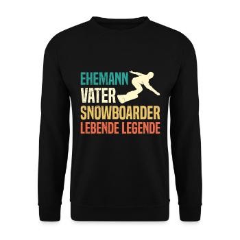Ehemann Vater Snowboarder Lebende Legende - Unisex Pullover - Schwarz - Vorne - Alina (178cm) & Michal (187cm)