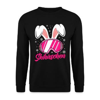 Skihäschen rosa Skibrille Apres-Ski Party - Unisex Pullover - Schwarz - Vorne - Alina (178cm) & Michal (187cm)