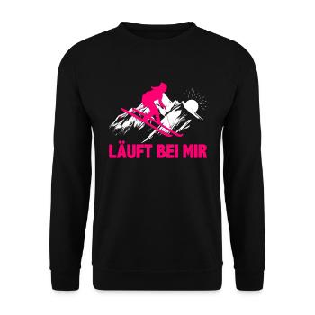 Skifahrer Läuft bei Mir Wintersportler Skifahren - Unisex Pullover - Schwarz - Vorne - Alina (178cm) & Michal (187cm)